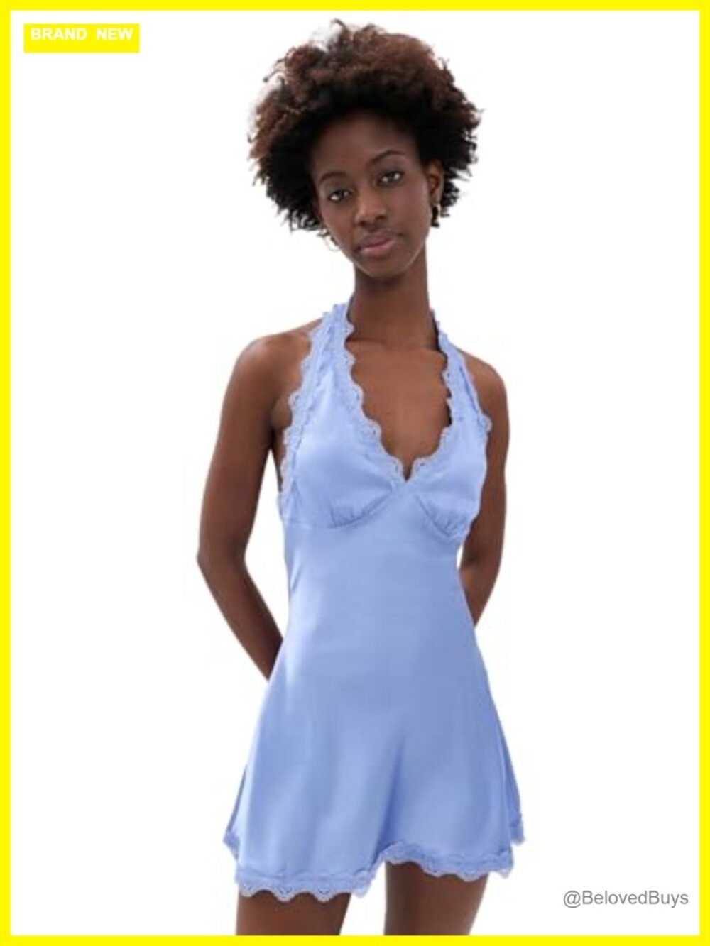 Lioness Stars Align Mini Halter Dress Stretch Satin Party